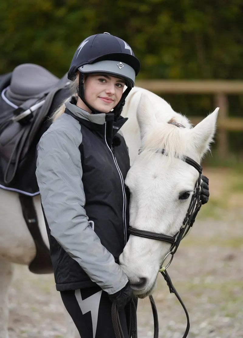 Hy Equestrian Silva Flash Waterproof Padded Jacket - Black/Reflective Silver-2